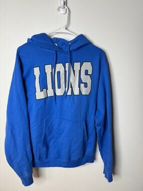 Detroit Lions Hoodie Mens Size Small Bue and SIlver Football
